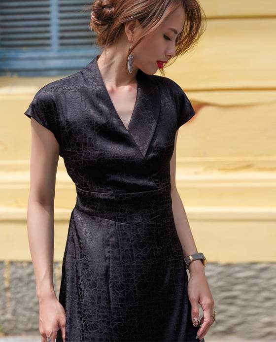 Đầm Cổ Sam Valentina DRE145 Đen Huyền Bí - Hity