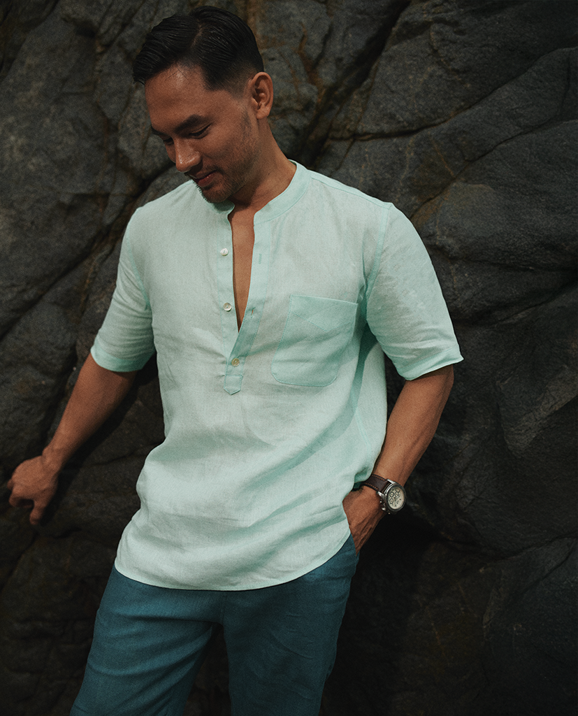 Áo Cổ Trụ Linen Thanh Hải TOPM01