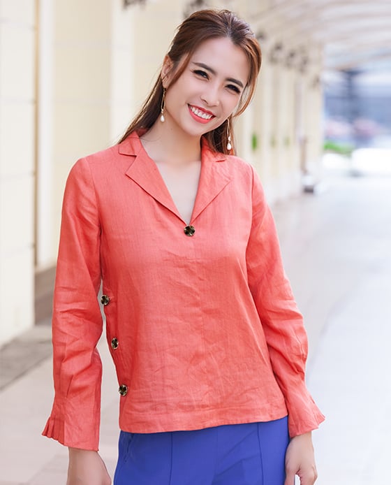 Áo Cổ Ve Linen Celosia TOP148