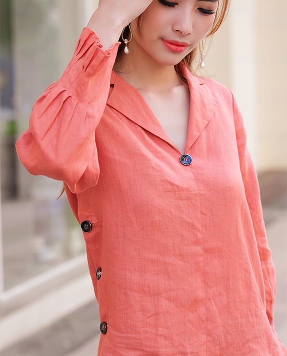 Áo Cổ Ve Linen Celosia TOP148
