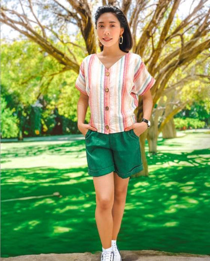 Áo Croptop Linen Rainbow TOP134 - Hity