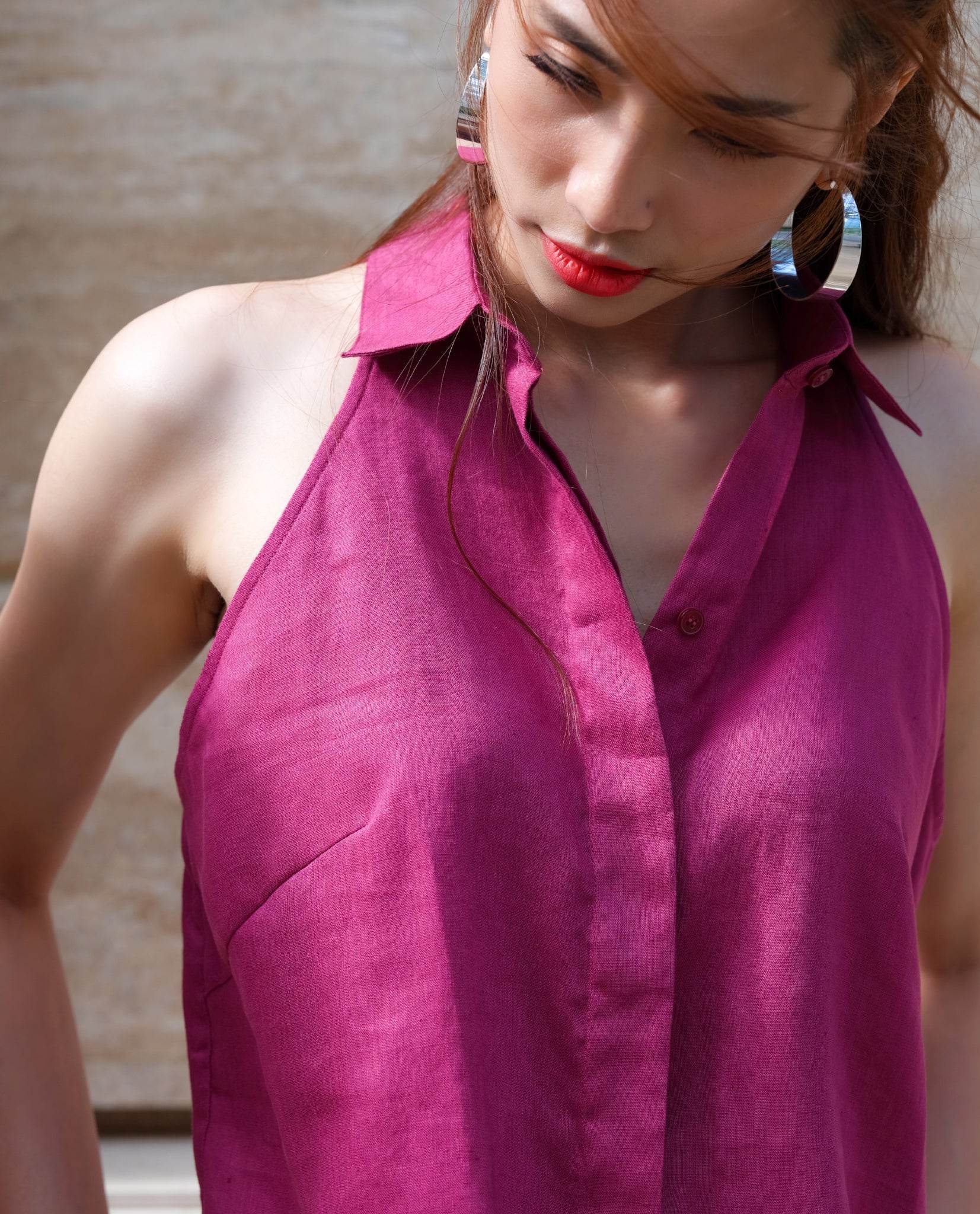 Áo Sơ Mi Halter Sangria TOP159 - Hity