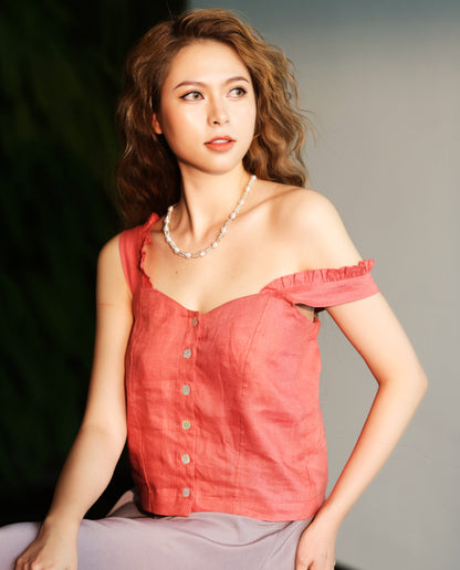 Áo Croptop Linen Mai Châu TOP186