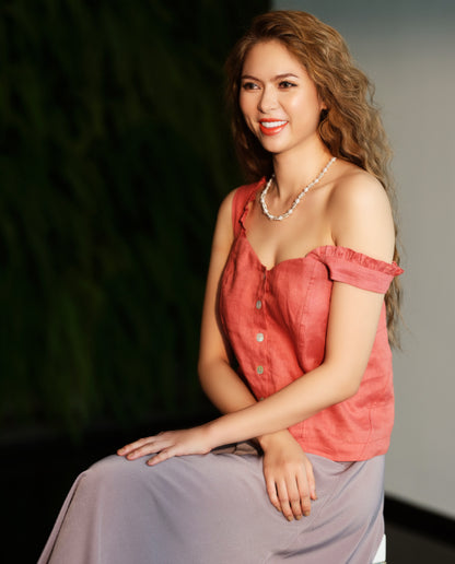 Áo Croptop Linen Mai Châu TOP186