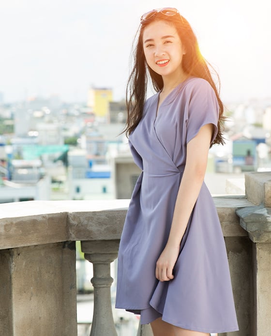 Đầm Không Tuổi Lavender DRE076