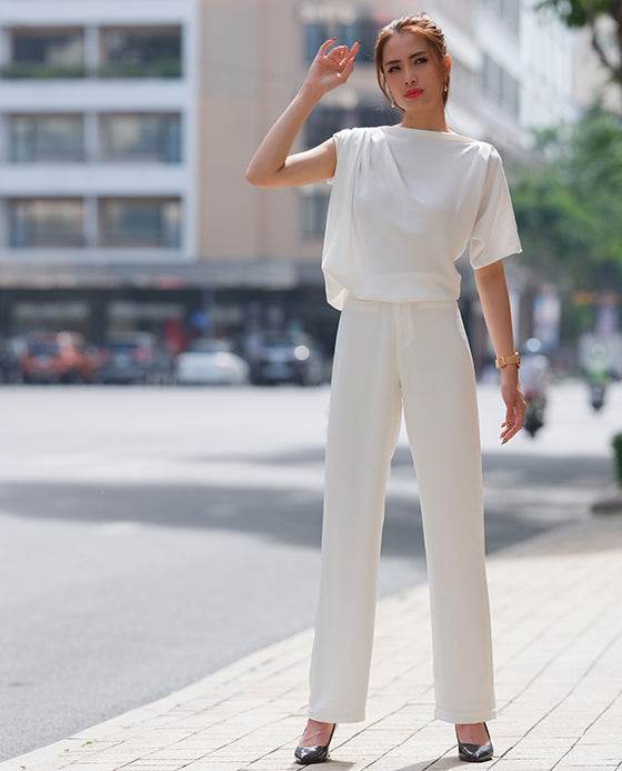 Quần Ống Suông Camellia PAN032 Trắng Daisy - Hity