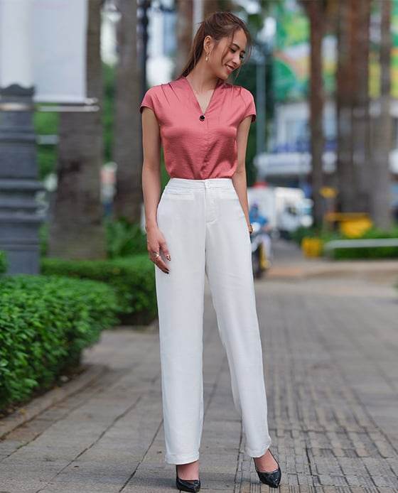 Quần Ống Suông Camellia PAN032 Trắng Daisy - Hity