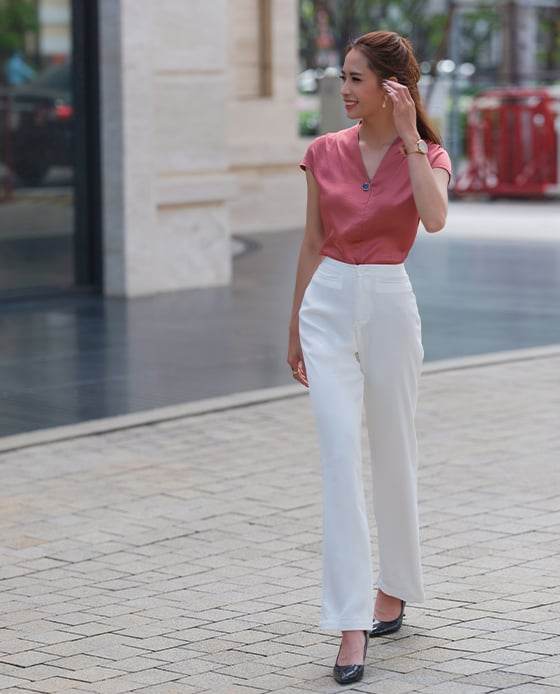 Quần Ống Suông Camellia PAN032 Trắng Daisy - Hity