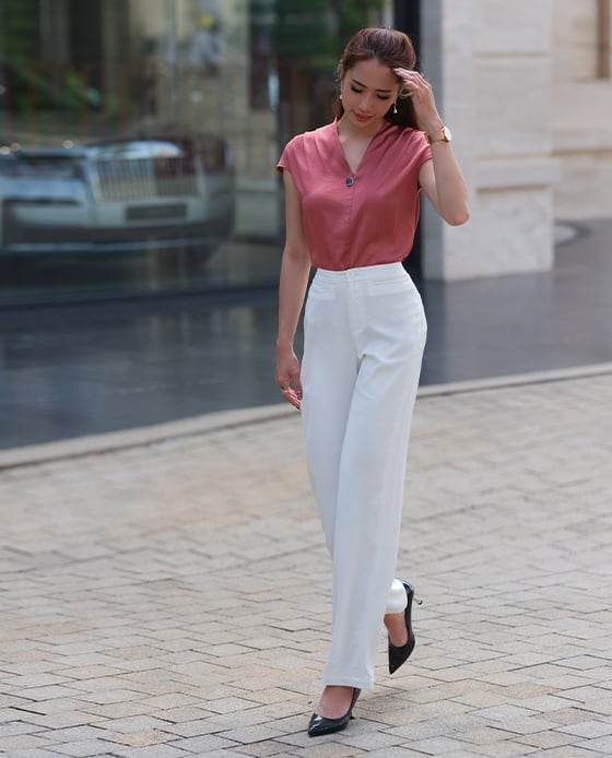 Quần Ống Suông Camellia PAN032 Trắng Daisy - Hity