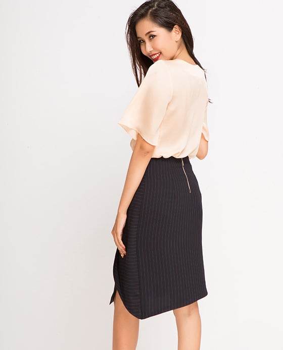 Chân Váy Đắp Vạt SKI020 Kẻ Sọc - Hity