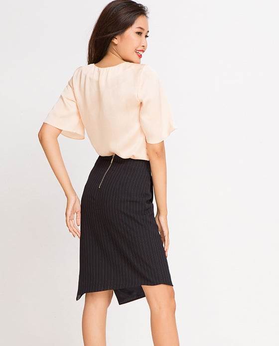 Chân Váy Đắp Vạt SKI020 Kẻ Sọc - Hity