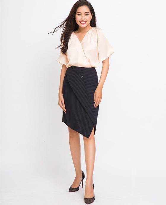 Chân Váy Đắp Vạt SKI020 Kẻ Sọc - Hity