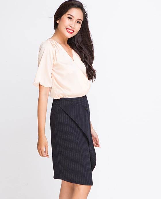 Chân Váy Đắp Vạt SKI020 Kẻ Sọc - Hity
